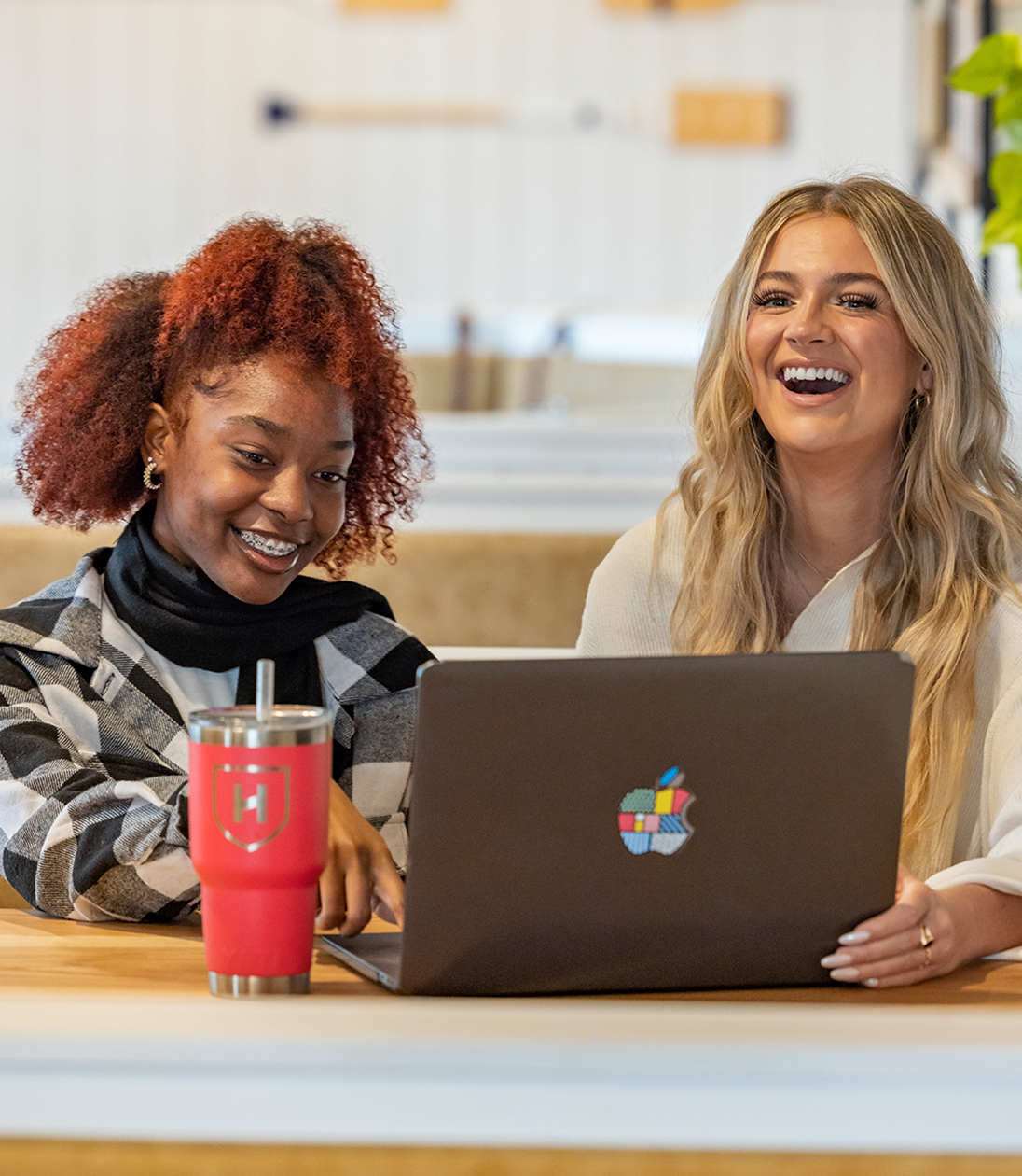 Two women studying together