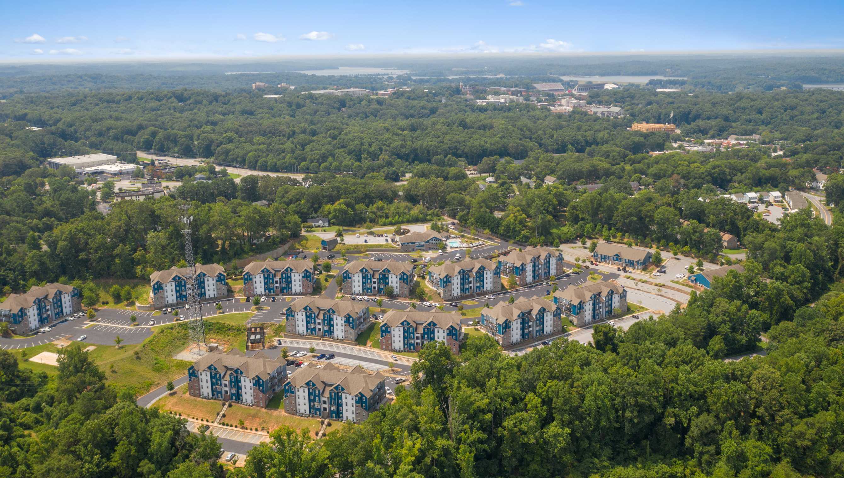 Aerial view of Clemson Lofts